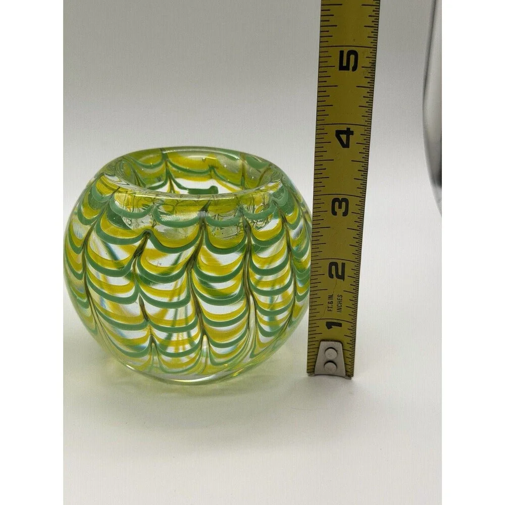 Vintage Gorgeous Designs China Yellow & Green Glass Tea Light Holders